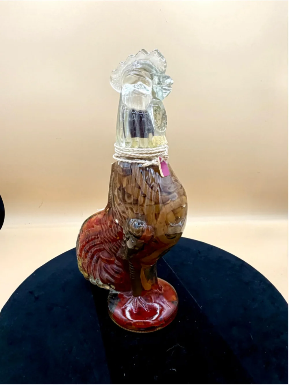 Shonfeld's Rooster Shaped Decorative Vinegar Bottle, One Size, Clear and Red